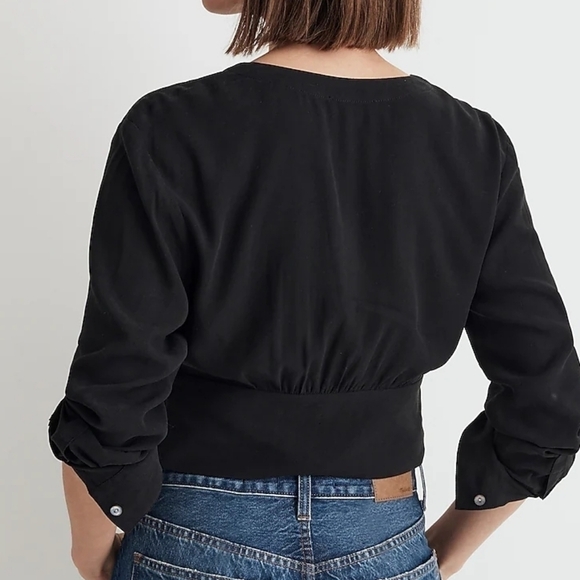 Madewell V-Neck Button-Front Shirt in True Black size XS NWT NO457 - Picture 4 of 12